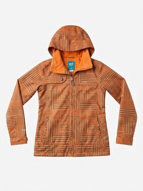 Foursquare Outerwear Orange Geometric Striped Snowboard Ski Jacket – Size Medium